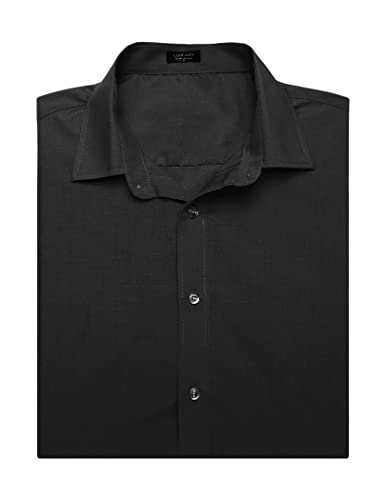 Men's Muscle Fit Dress Shirts Wrinkle-Free Short Sleeve Casual Button Down Shirt