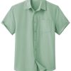 Mens Button Down Short Sleeve Shirt Casual Dress Shirt Untucked Summer Shirts with Pocket