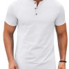 Mens Henley Shirts Short Sleeve Casual Button Down Shirts Lightweight Summer Basic Tee