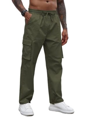 Men's Casual Cargo Pants Cotton Drawstring Athletic Jogger Sweatpants