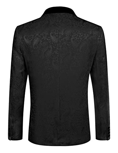 Men's Floral Tuxedo Jacket Paisley Shawl Lapel Stylish Suit Blazer Jacket for Wedding, Dinner, Party, Prom