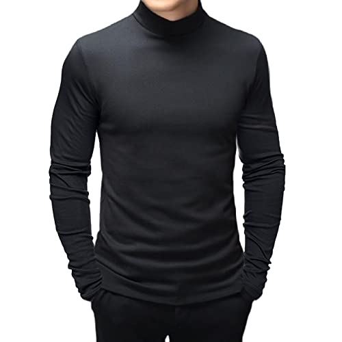 Mens Fashion T-Shirts Mock Turtleneck Undershirts Thermal Underwear Long Sleeve Slim Fit Stretch Basic Pullover