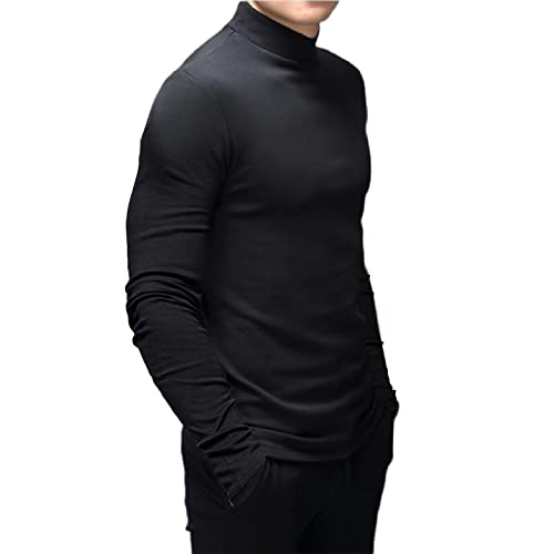 Mens Fashion T-Shirts Mock Turtleneck Undershirts Thermal Underwear Long Sleeve Slim Fit Stretch Basic Pullover