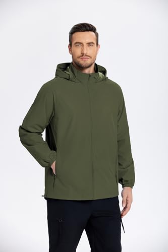 Mens Rain Jacket Lightweight Waterproof Raincoat Packable Rain Shell Jacket With Hood Golf Hiking Windbreaker