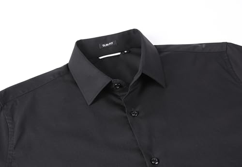 Mens Dress Shirt Easy Care Slim Fit Long Sleeve Cotton Stretch Button Down Shirt