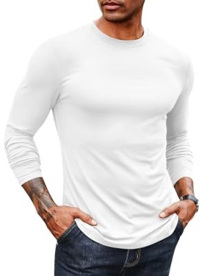 COOFANDY Mens Long Sleeve Tee Shirts Stretch Crew Neck Thermal Shirts Casual T Shirts for Men