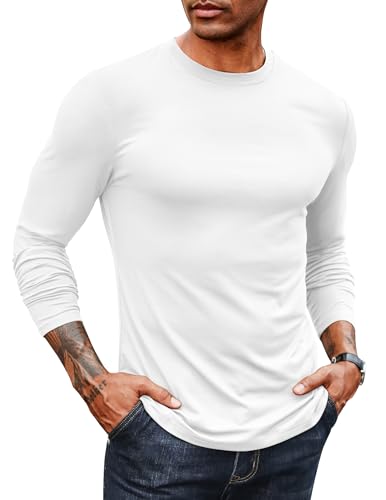 COOFANDY Mens Long Sleeve Tee Shirts Stretch Crew Neck Thermal Shirts Casual T Shirts for Men