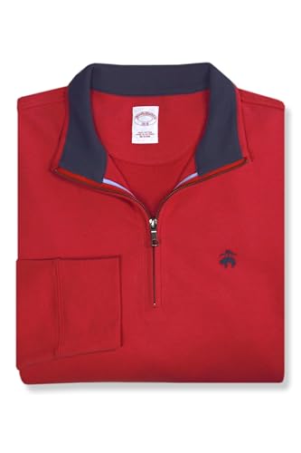 Mens Classic Fit Contrast Collar Quarter Zip Cotton Sweatshirt,