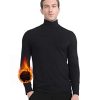 Men's Thermal Tops Turtleneck Shirt Fleece Lined Undershirt Long Sleeve Base Layer Pullover Black Small