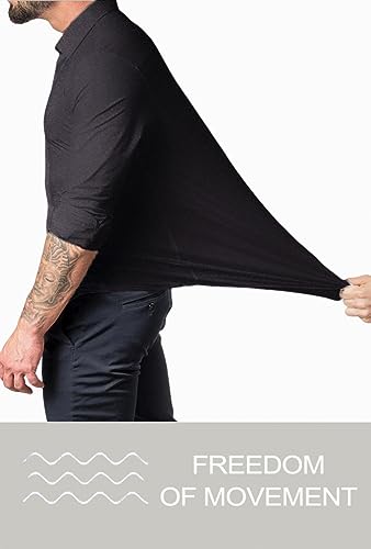 Men’s Muscle Fit Dress Shirts Athletic Slim Fit Long Sleeve Stretch Casual Button Down Shirt