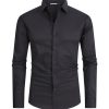 Mens Dress Shirt Easy Care Slim Fit Long Sleeve Cotton Stretch Button Down Shirt