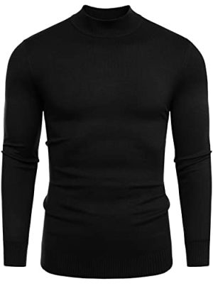 Men's Mock Turtleneck Sweater Slim Fit Half Turtleneck Long Sleeve Knit Pullover Thermal Casual Solid Knitwear