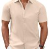 Men's Short Sleeve Button Down Casual Shirts for Men Summer Untucked Shirts
