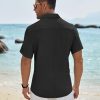 Mens Casual Button Down Shirt Short Sleeve Textured Shirt Summer Beach Vacation Shirts with Pocket