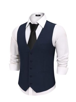 Men's Business Suit Vests Slim Fit Formal Dress Waistcoat Groomsman Vest For Wedding