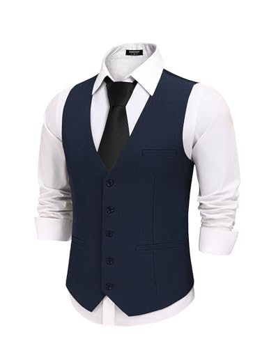 Men's Business Suit Vests Slim Fit Formal Dress Waistcoat Groomsman Vest For Wedding