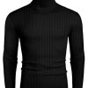 Men's Slim Fit Turtleneck Sweater Casual Pullover Sweater Lightweight Ribbed Sweater
