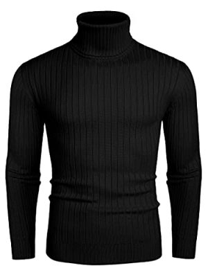 Men's Slim Fit Turtleneck Sweater Casual Pullover Sweater Lightweight Ribbed Sweater