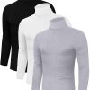 3 Pack Men's Turtleneck Sweater Ribbed Long Sleeve Mock Turtleneck Shirts Casual Knitted Basic Layer Pullover Top