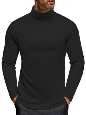 Men's Turtleneck Long Sleeve Turtle Neck Shirts Basic Lightweight Undershirt Thermal Pullover Sweater S-XXL