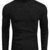 Mens Ribbed Turtleneck Shirts Lightweight Long Sleeve Thermal Undershirts Pullover Casual Sweater S-XXL