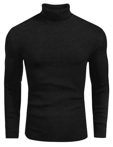 Mens Ribbed Turtleneck Shirts Lightweight Long Sleeve Thermal Undershirts Pullover Casual Sweater S-XXL