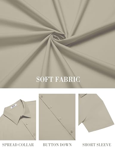 Mens Short Sleeve Dress Shirts Wrinkle Free Casual Button Down Shirts Summer Untucked Dress Shirt