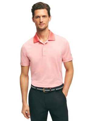 Men's Performance Stretch Short Sleeve Mini Stripe Golf Polo Shirt