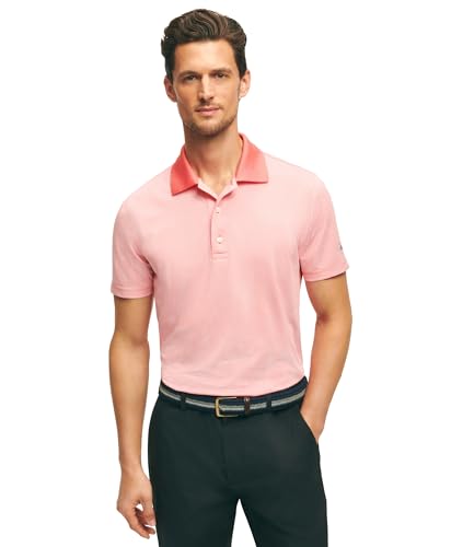 Men's Performance Stretch Short Sleeve Mini Stripe Golf Polo Shirt