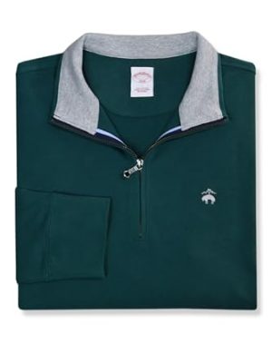 Mens Classic Fit Contrast Collar Quarter Zip Cotton Sweatshirt,