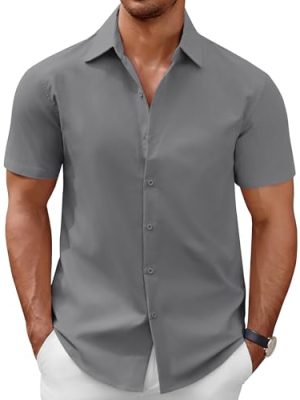 Men's Short Sleeve Button Down Casual Shirts for Men Summer Untucked Shirts