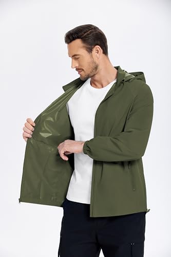 Mens Rain Jacket Lightweight Waterproof Raincoat Packable Rain Shell Jacket With Hood Golf Hiking Windbreaker