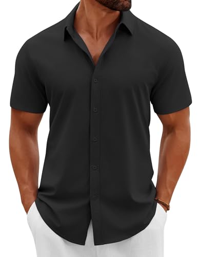 Men's Button Down Shirts Short Sleeve Casual Summer Beach Shirts Vacation Wedding Shirts