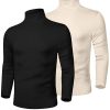 2 Pack Men's Turtleneck Sweater Slim Fit Knitted Basic Tops Lightweight Long Sleeve Ribbed Casual Pullover Top