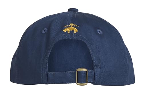 Men’s Classic 100% Cotton Twill Baseball Cap - Woven Logo One-Size Adjustable Hat, Navy Classic