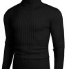 Men's Slim Fit Turtleneck Sweater Casual Pullover Sweater Lightweight Ribbed Sweater