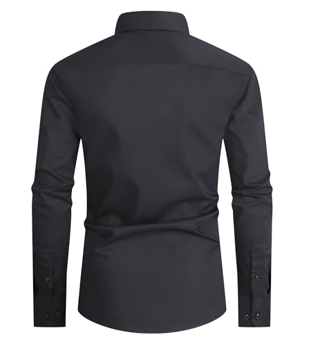 Mens Dress Shirt Easy Care Slim Fit Long Sleeve Cotton Stretch Button Down Shirt