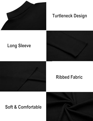 Mens Ribbed Turtleneck Shirts Lightweight Long Sleeve Thermal Undershirts Pullover Casual Sweater S-XXL