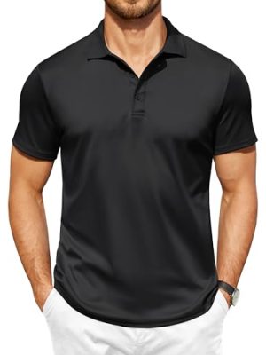 Men Polo Shirts Short Sleeve Quick Drying Athletic Collared Golf Shirts Moisture Wicking Tees