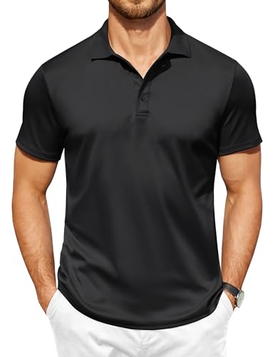 Men Polo Shirts Short Sleeve Quick Drying Athletic Collared Golf Shirts Moisture Wicking Tees
