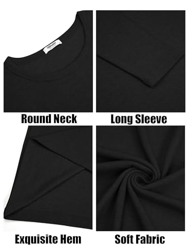 Men's Long Sleeve Tee Shirts Crew Neck T Shirt Solid Casual Basic Tees Soft Stretch T-Shirts