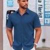 Men's Casual Dress Shirt Short Sleeve Button Down Shirts Summer Wedding Untucked Shirt
