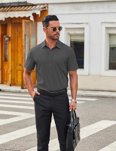 Men's Short Sleeve Button Down Shirts Casual Dress Shirts for Men Untucked Shirt with Pocket