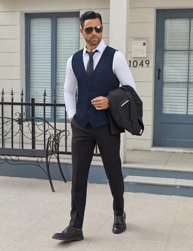 Men's Business Suit Vests Slim Fit Formal Dress Waistcoat Groomsman Vest For Wedding
