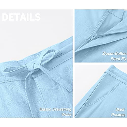 Men's Linen Pants Casual Elastic Waist Drawstring Yoga Beach Trousers