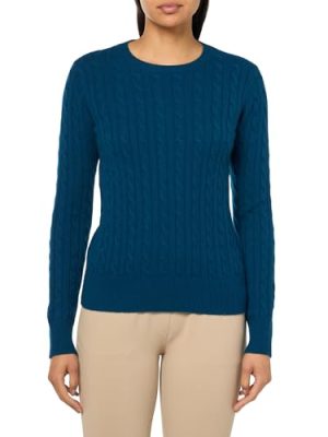 Women's Cashmere Wool Cable Crewneck Sweater