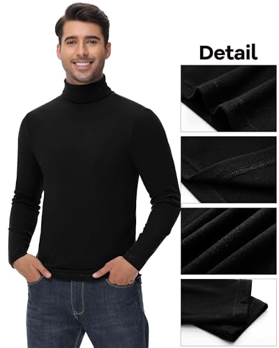 3 Pack Men's Turtleneck Sweater Ribbed Long Sleeve Mock Turtleneck Shirts Casual Knitted Basic Layer Pullover Top