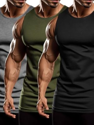 Men's 3 Pack Workout Tank Tops Sleeveless Gym Shirts Bodybuilding Fitness Muscle Tee Shirts