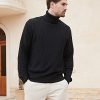 Men's Turtle Neck Pullover Wool Blend Lightweight Cable-Knit Pullover Sweater