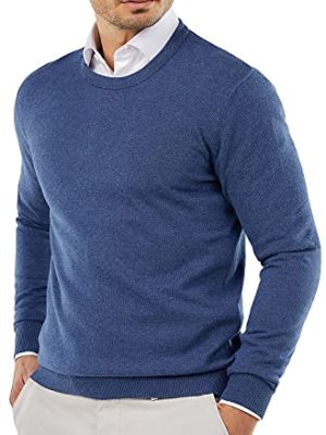 Men's Crew Neck Sweater Slim Fit Lightweight Sweatshirts Knitted Pullover for Casual Or Dressy Wear